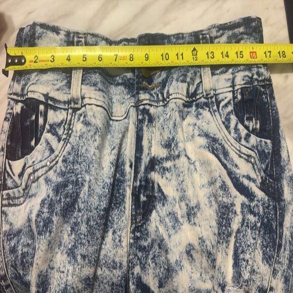 HTF RARE VTG Y2K Acid Wash Distressed Frayed Blue Jeans Wms High Waist 34 Skinny - Picture 10 of 16